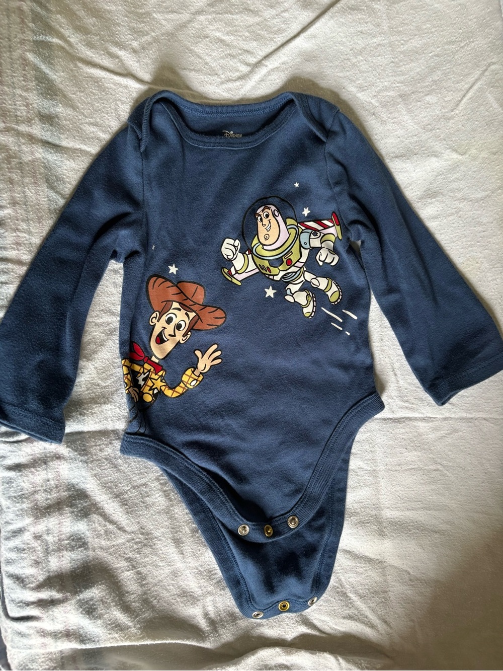Disney Navy Blue Toy Story Long Sleeve Bodysuit with Woody & Buzz Print 9 months